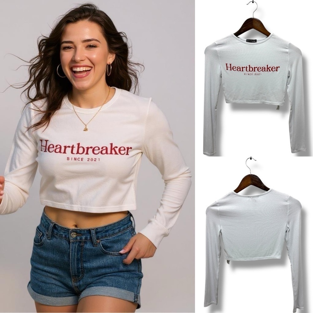 182 PrettyLittleThing | UK NWOT Women’s White Ribbed Cropped Sweatshirt (size 0)
